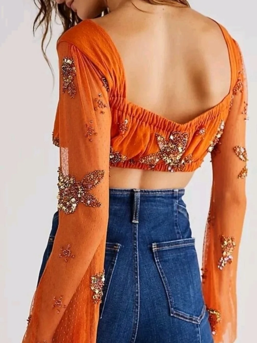 Free People Summer Spice Top In Orange XL NWT